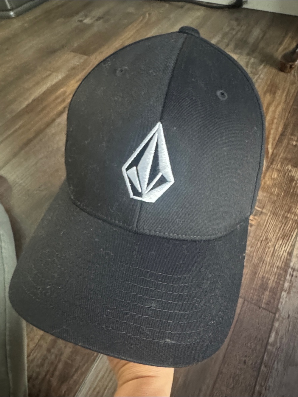 Volcom Black Cap with Silver Stone Emblem
